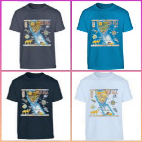 T-Shirt Red Sea Map Printed On It Size: M