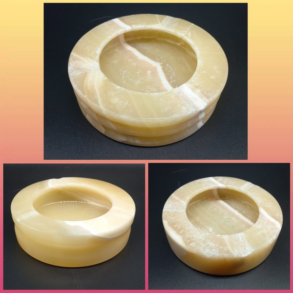 An Ashtray Handmade Of Alabaster Stone