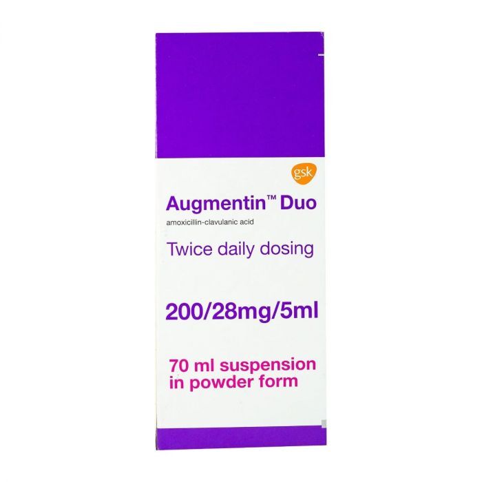 Augmentin Duo - 200/28 mg in 5 ml Powder For Oral Suspension 70 ml