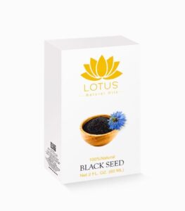 Pure Black Seed Oil bottle with natural background