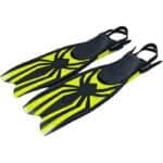 Fins with adjustable straps, non-slip sole, and hydrodynamic blade