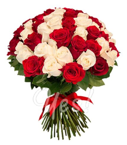 Red and White Flower Bouquet – Romantic Gift Arrangement