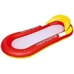 inflatable Pool Bed lounger with mesh base and headrest