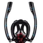 Double tube full-face snorkeling mask with panoramic lens