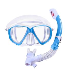 Kids snorkeling mask with dry-top snorkel and anti-fog lenses