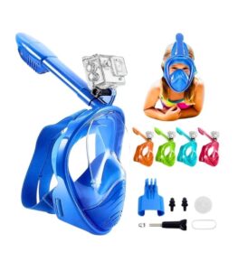 Full face snorkeling mask for kids with anti-fog lens and dry-top tube