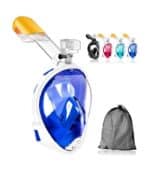 Full face snorkel mask with dry-top system and anti-fog 180° view