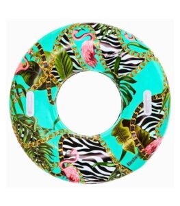 Floral Fantasy inflatable swim ring with floral design and handles