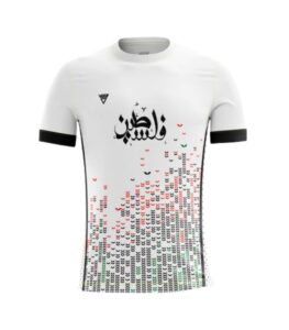 White Palestine T-Shirt with bold print made in Egypt