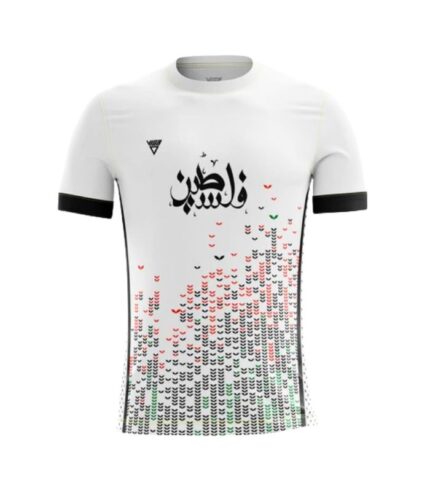 White Palestine T-Shirt with bold print made in Egypt