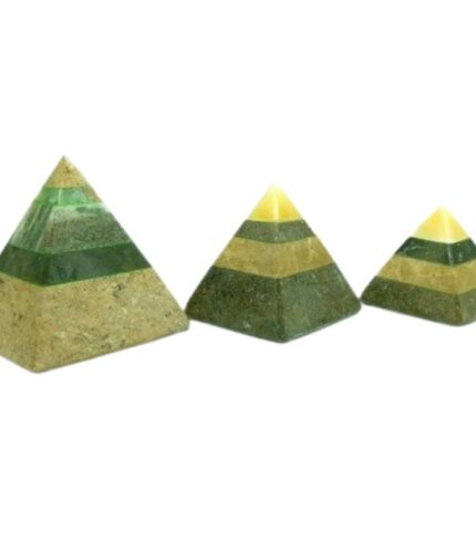 3 Handmade Marble Pyramids in Different Sizes