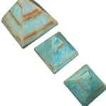 Large handmade blue alabaster pyramid candle holder from Egypt