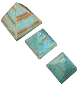 Large handmade blue alabaster pyramid candle holder from Egypt