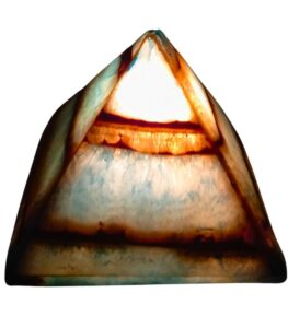 Medium blue alabaster candle pyramid handcrafted in Egypt