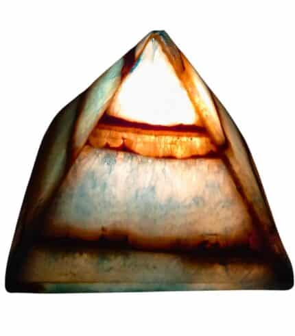 Medium blue alabaster candle pyramid handcrafted in Egypt