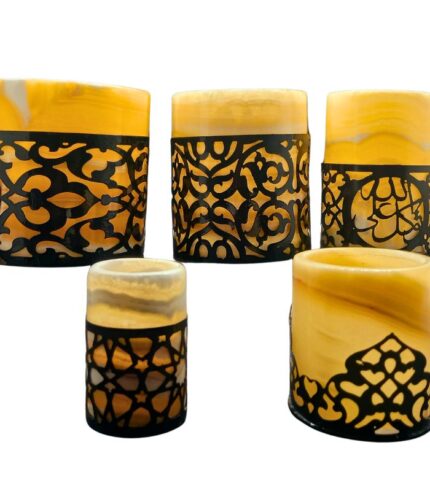 Set of Alabaster Candle Holders in Different Sizes