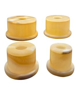 Alabaster cylindrical candle holders used in interior decor