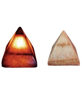 Red alabaster pyramid candle holder set of three sizes