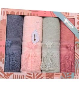 4-Piece Egyptian Cotton Towel Set on Display