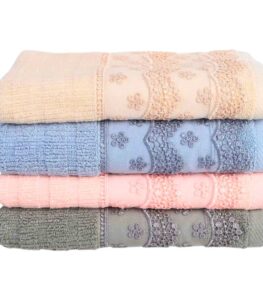Egyptian cotton towel hanging in bathroom