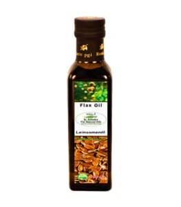 Cold-pressed El Baraka Organic Flax Seed Oil bottle