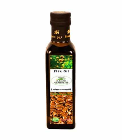 Cold-pressed El Baraka Organic Flax Seed Oil bottle