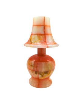 Red Onyx Lamp Side Angle – Natural Stone Table Light
