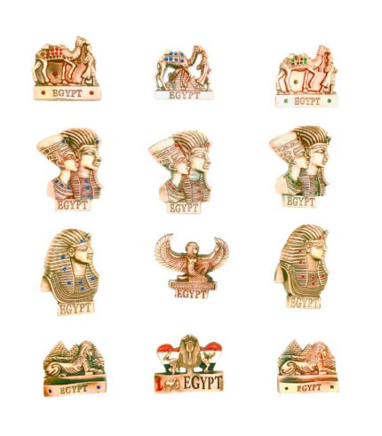 Set of 12 Pharaonic Bronze Metal Magnets Handmade in Egypt
