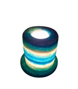 Handmade Egyptian Alabaster Candle in Yellow, Red, and Blue