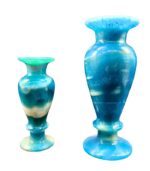Front view of Blue Alabaster Vase handmade in Egypt