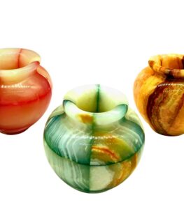 Handmade Small Onyx Vase front view in natural stone colors
