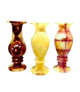 Medium Onyx Vase front view showing checkered stone pattern