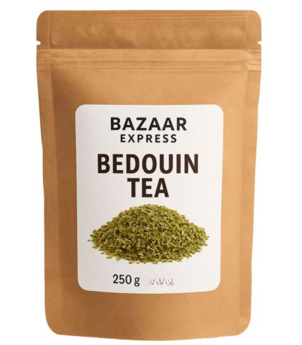 Dried Bedouin tea blend in a ceramic bowl