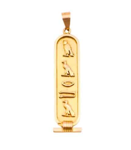 Back of Egyptian cartouche pendant featuring the Ankh symbol in 925 sterling silver