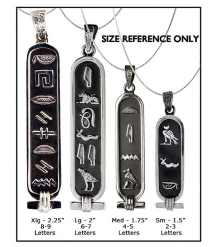 Personalized silver Egyptian cartouche pendant front view