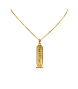 Personalized Egyptian Cartouche Pendant Front Engraving in Hieroglyphics