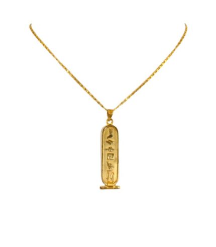 Personalized Egyptian Cartouche Pendant Front Engraving in Hieroglyphics