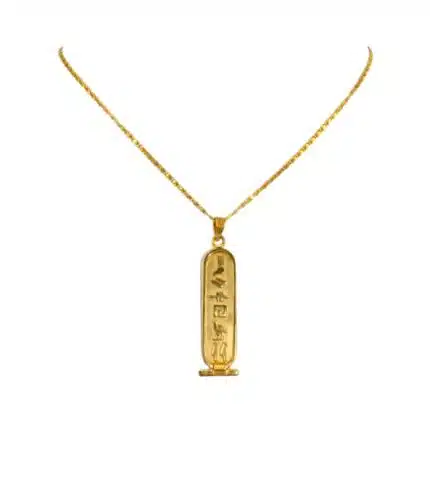 Personalized Egyptian Cartouche Pendant Front Engraving in Hieroglyphics