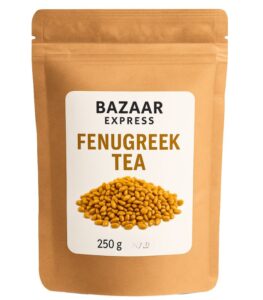 Organic fenugreek seeds in a wooden bowl used for herbal tea