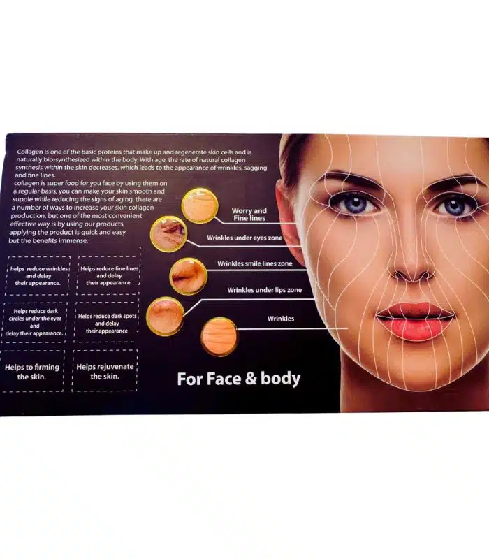 Woman applying 24K gold collagen serum on face