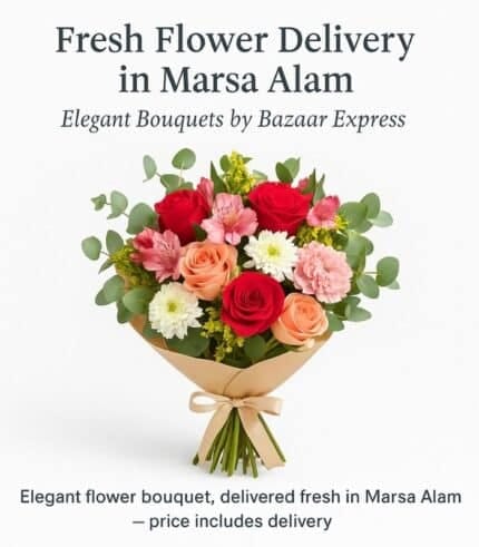 Fresh flower bouquet for delivery in Marsa Alam – hand-arranged with roses and seasonal blooms.