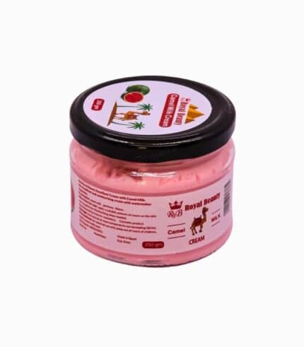 Camel milk moisturizing cream in glass jar