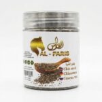 Grand Chia Seeds jar with wooden spoon and natural chia seeds