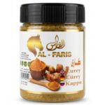 Signature Curry spice blend jar with turmeric root and wooden spoon